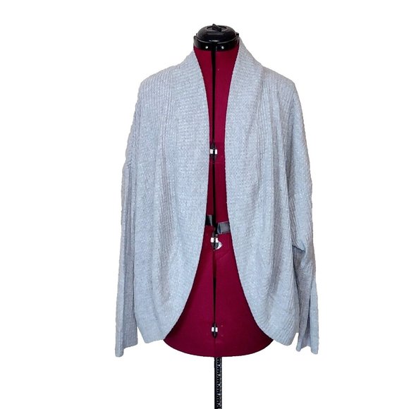 SOCIALITE  Womens Cardigan Size Large Grey Waffle Knit Dolman Sleeve - Picture 1 of 6